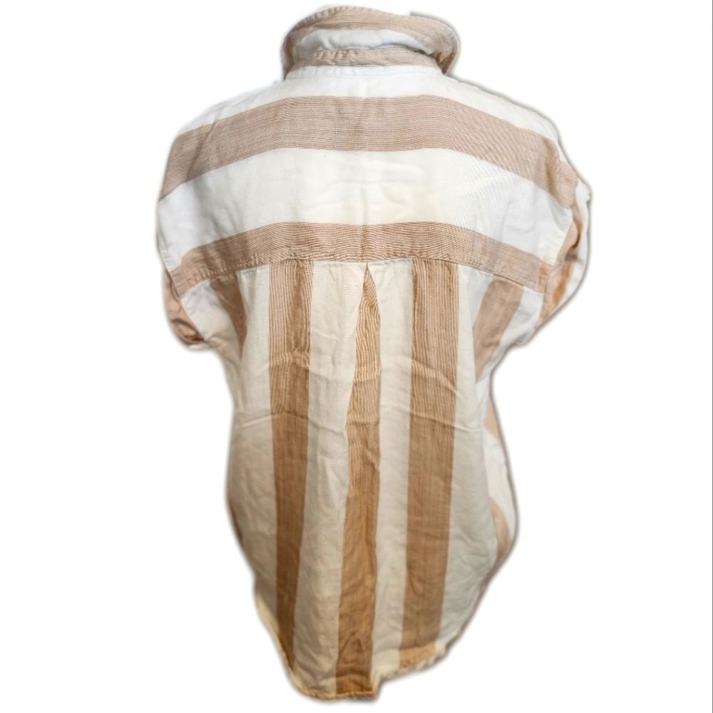 Thread + Supply Button Down Cream & Tan Striped 1… - image 3